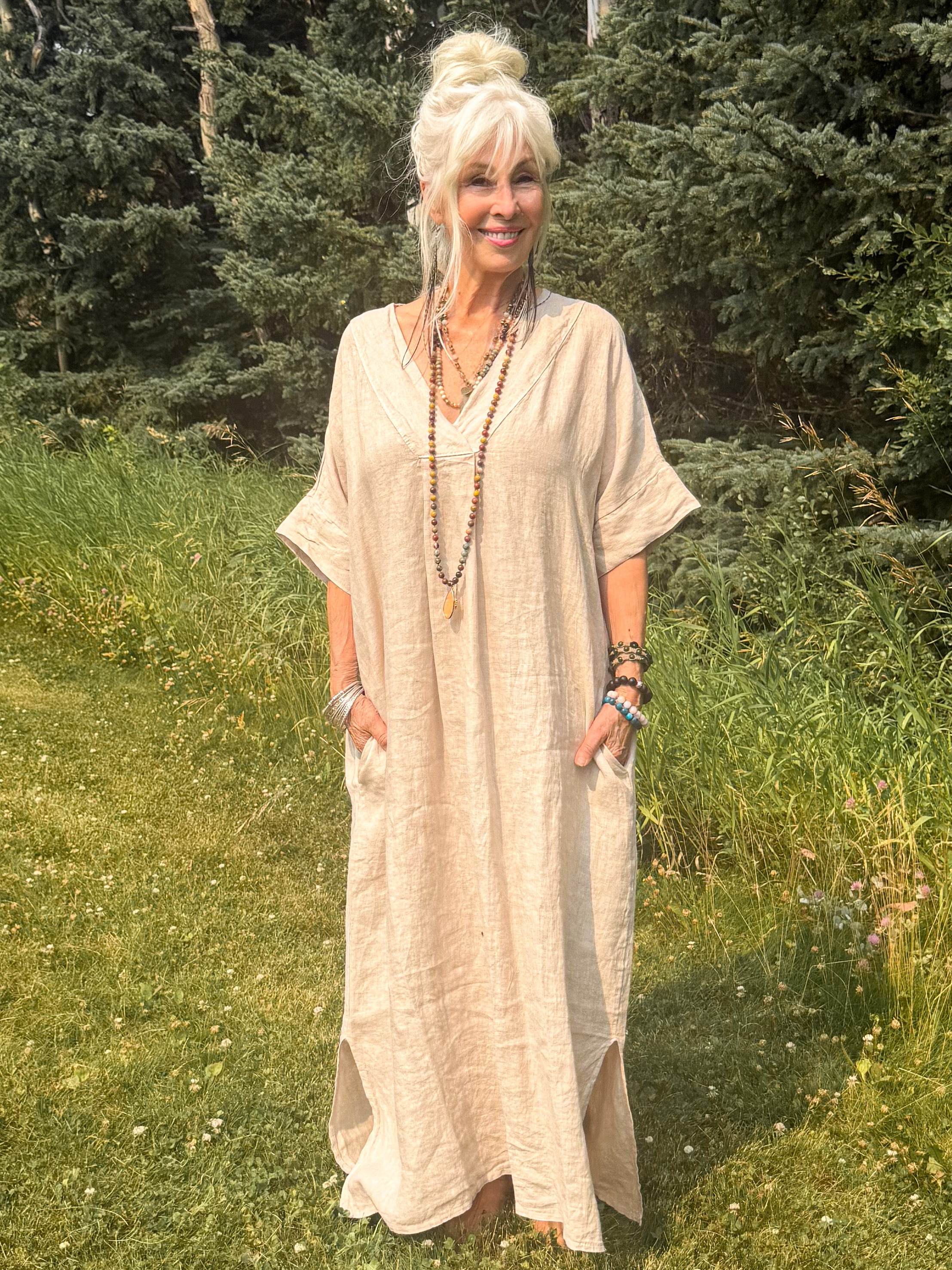 Tuscan Breeze Linen Kaftan