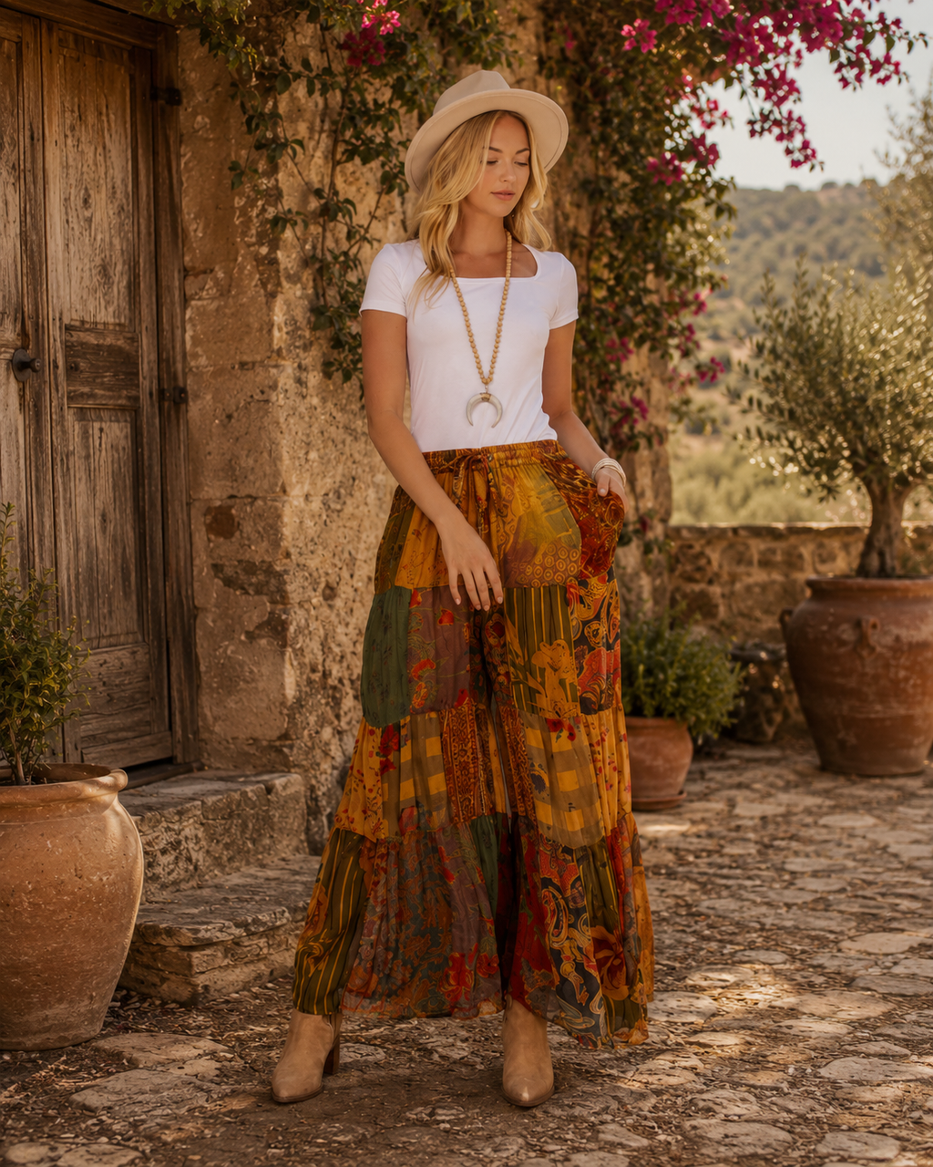 Moonflower Patchwork Flare Pant