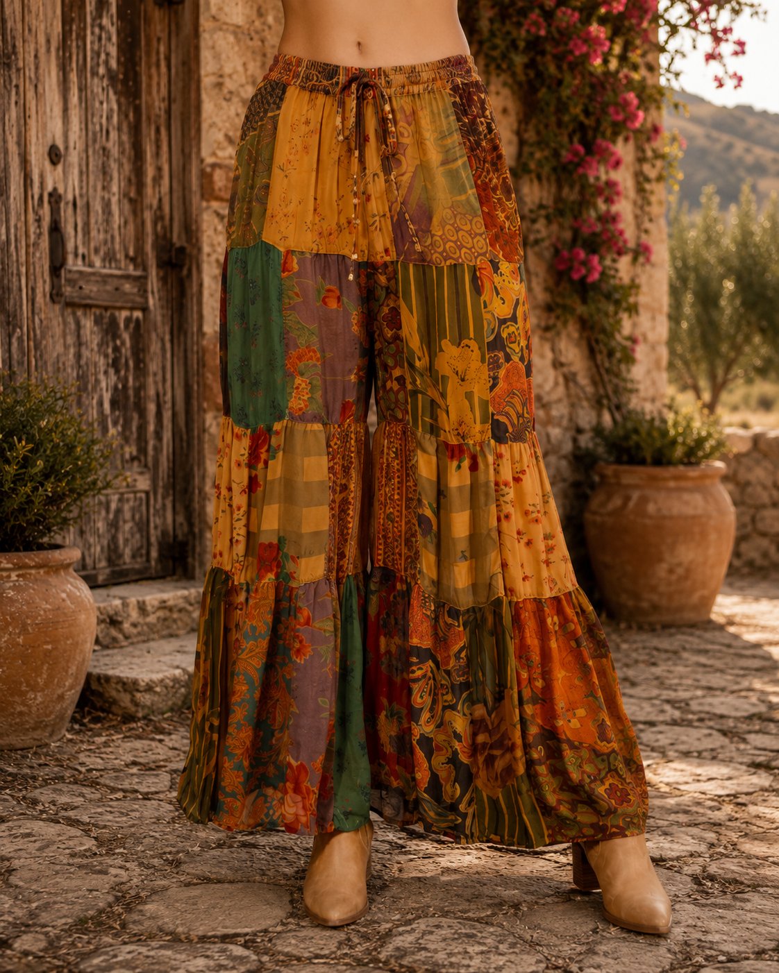 Moonflower Patchwork Flare Pant