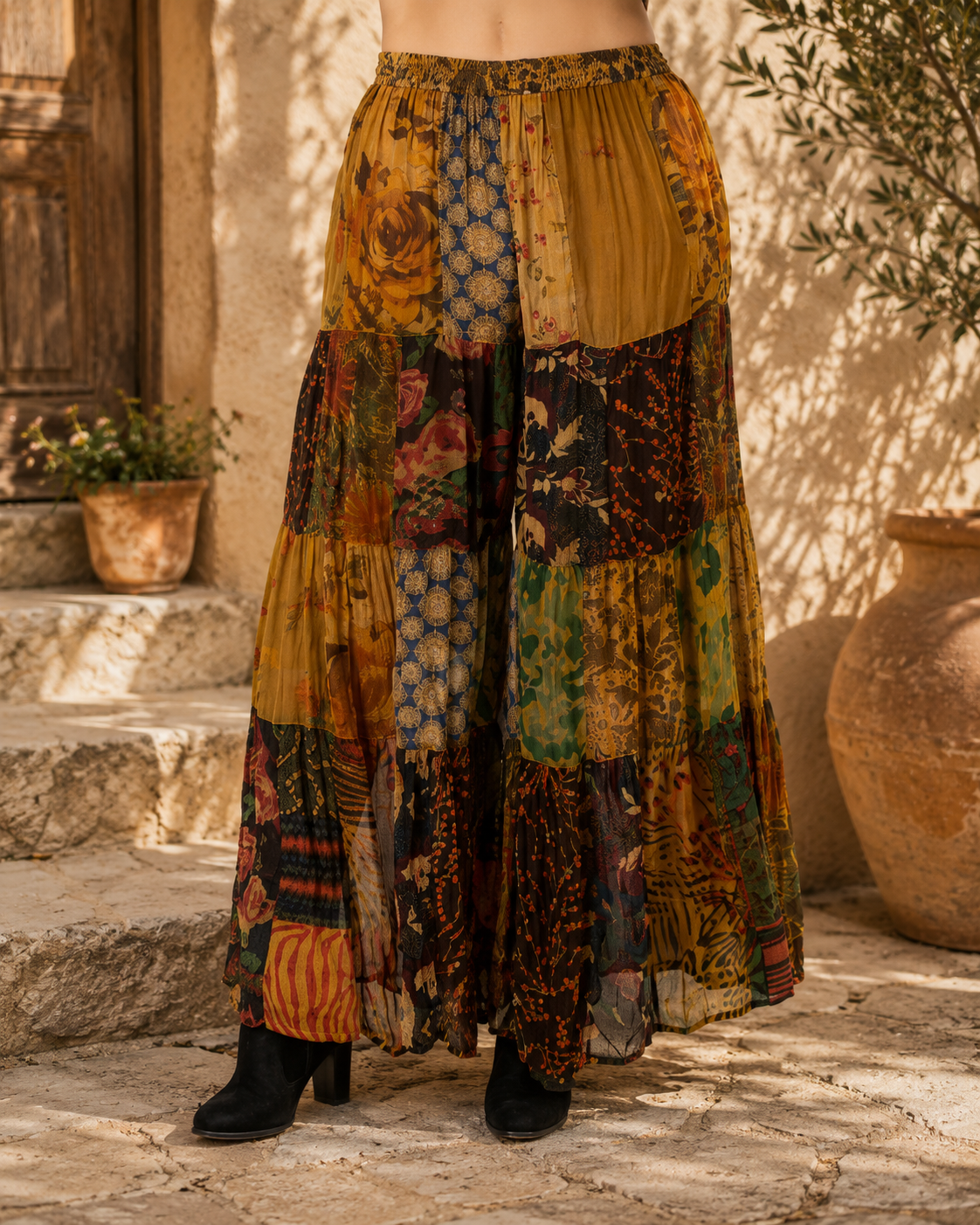 Moonflower Patchwork Flare Pant