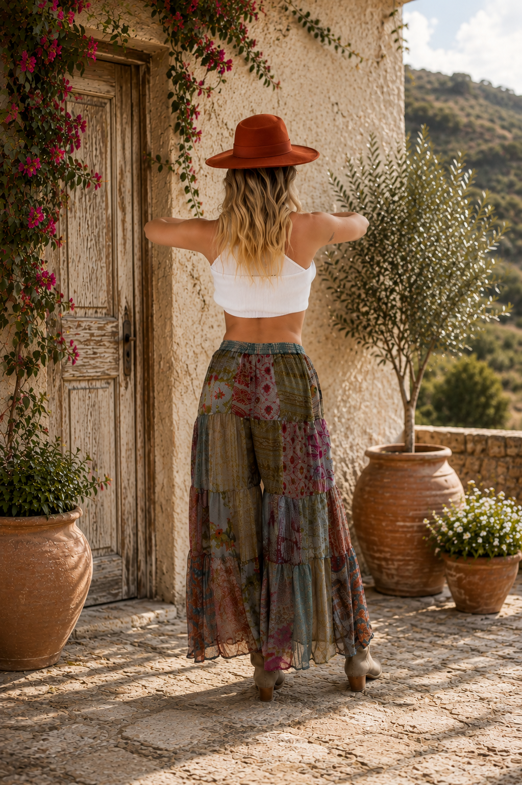 Moonflower Patchwork Flare Pant