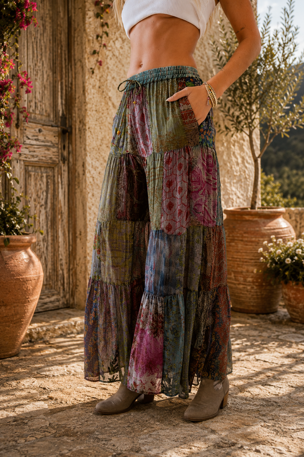 Moonflower Patchwork Flare Pant