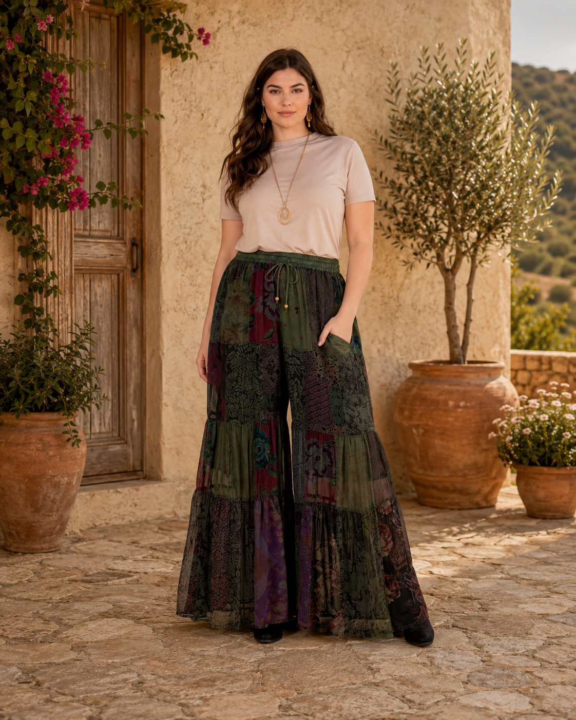Moonflower Patchwork Flare Pant