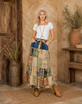 Wildflower Patchwork Belted Skirt