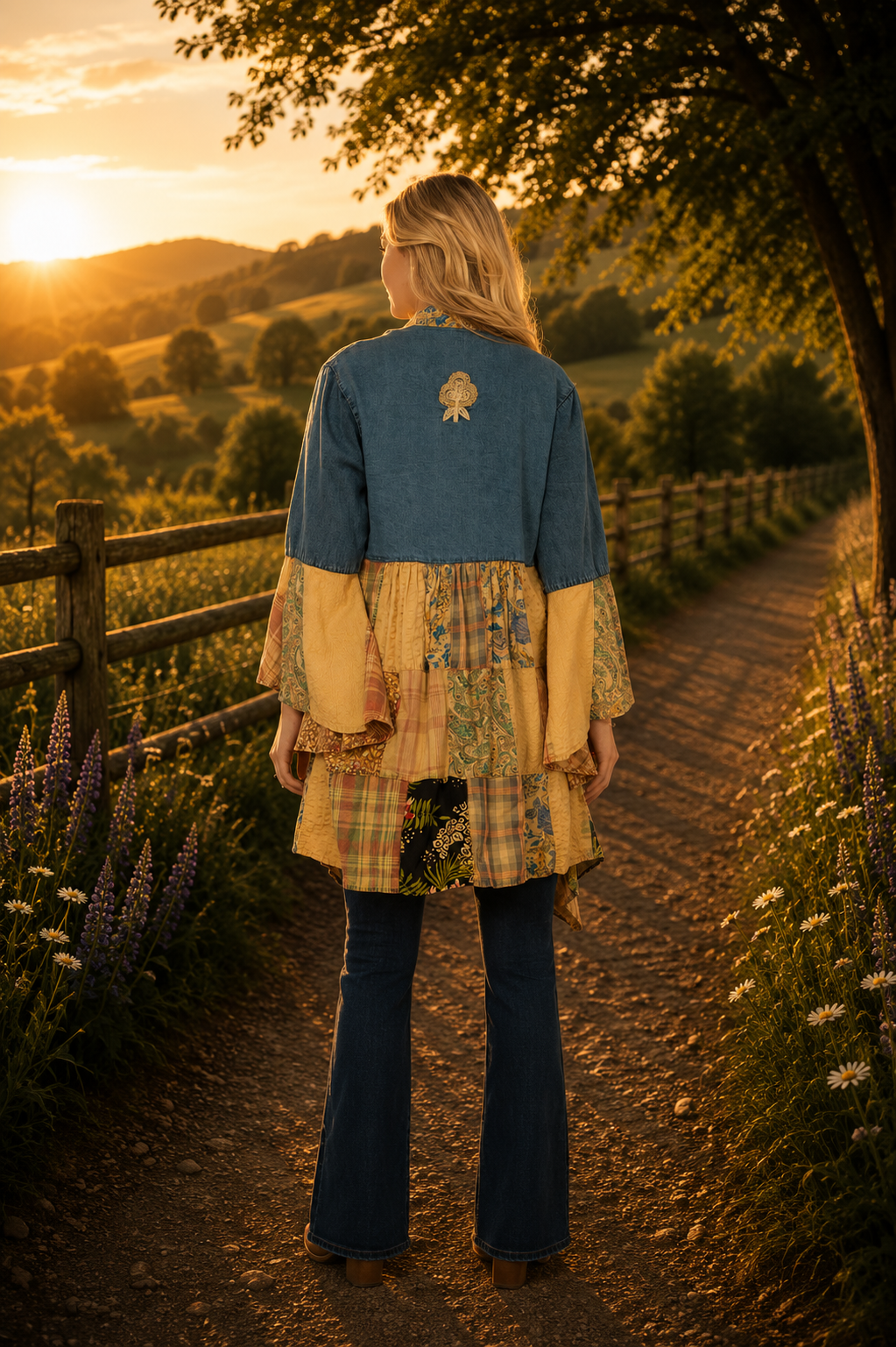 Wild Heart Embroidered Denim Shrug