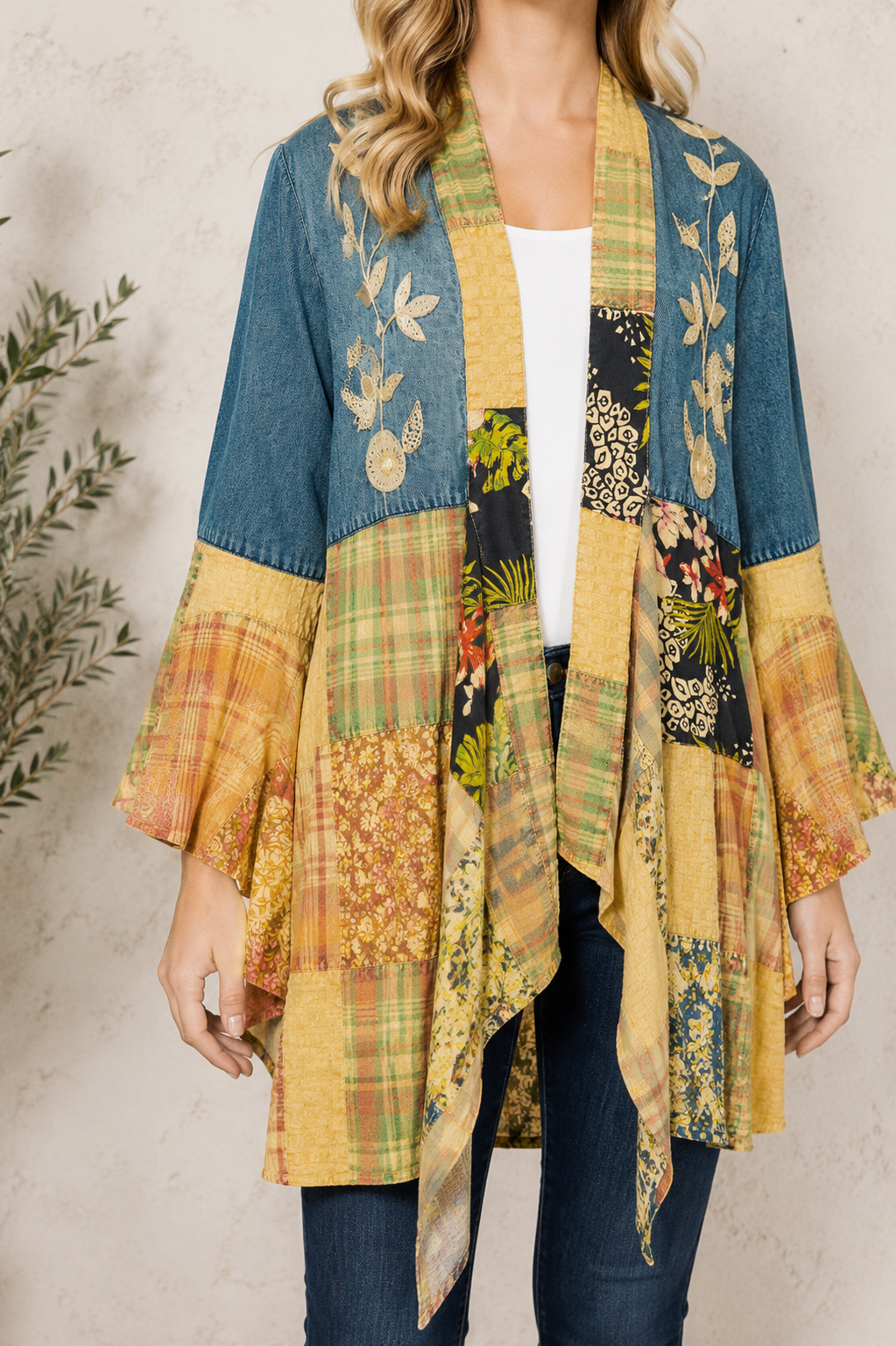 Wild Heart Embroidered Denim Shrug