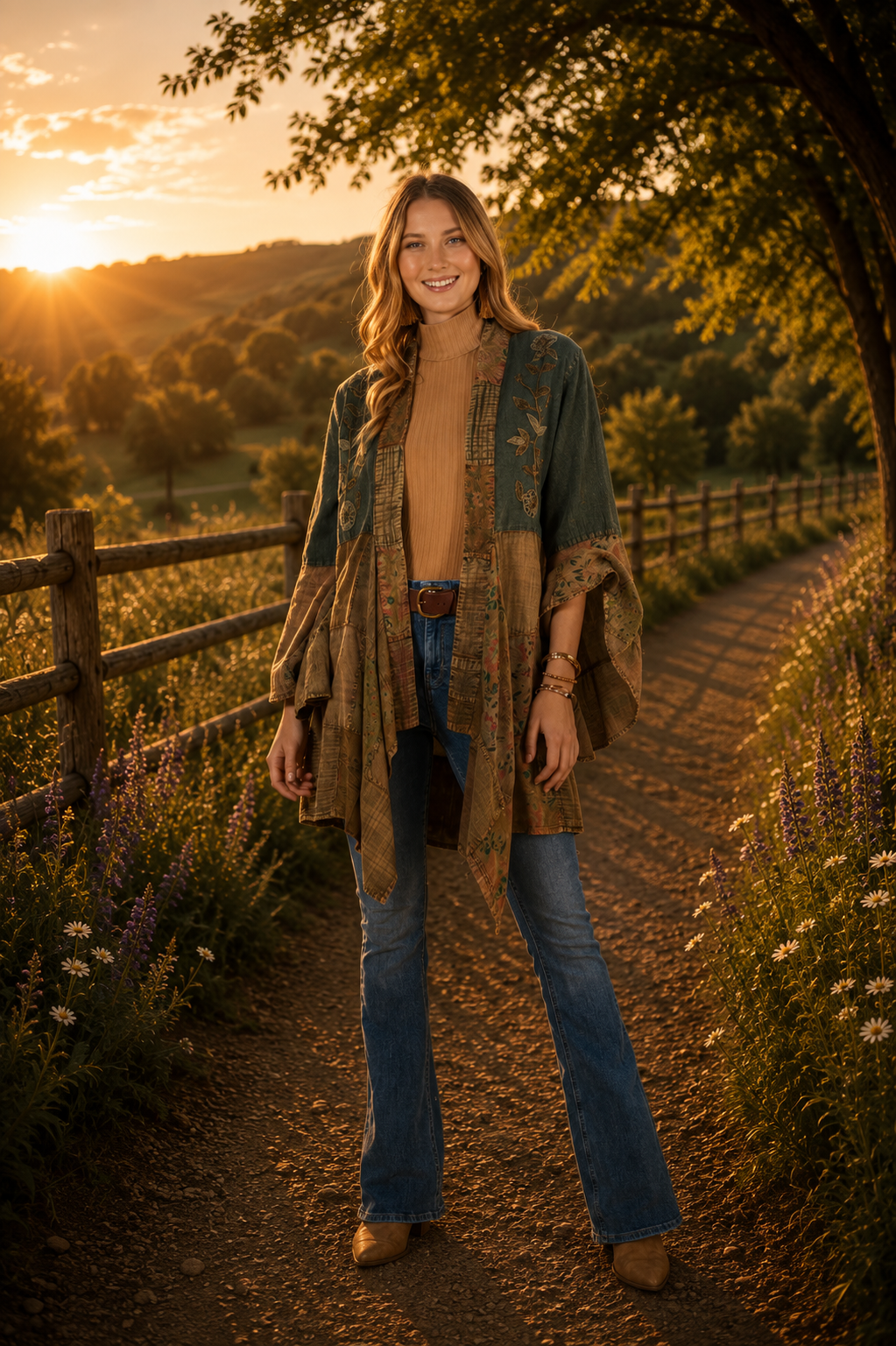 Wild Heart Embroidered Denim Shrug