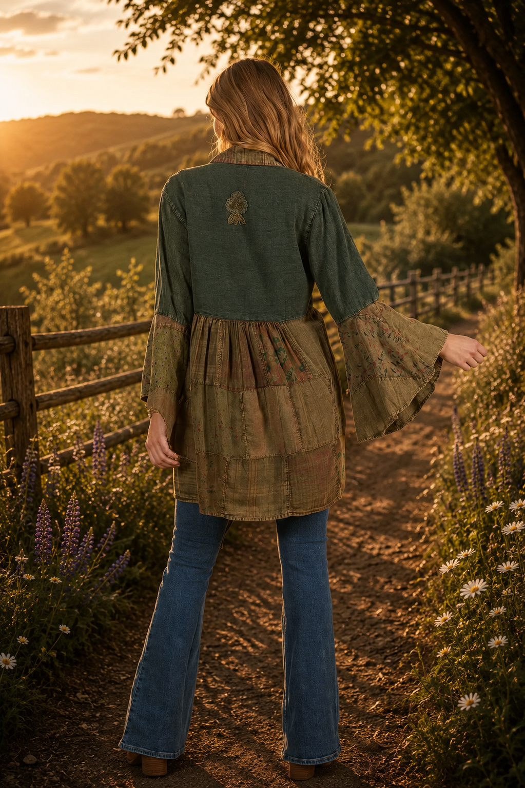 Wild Heart Embroidered Denim Shrug