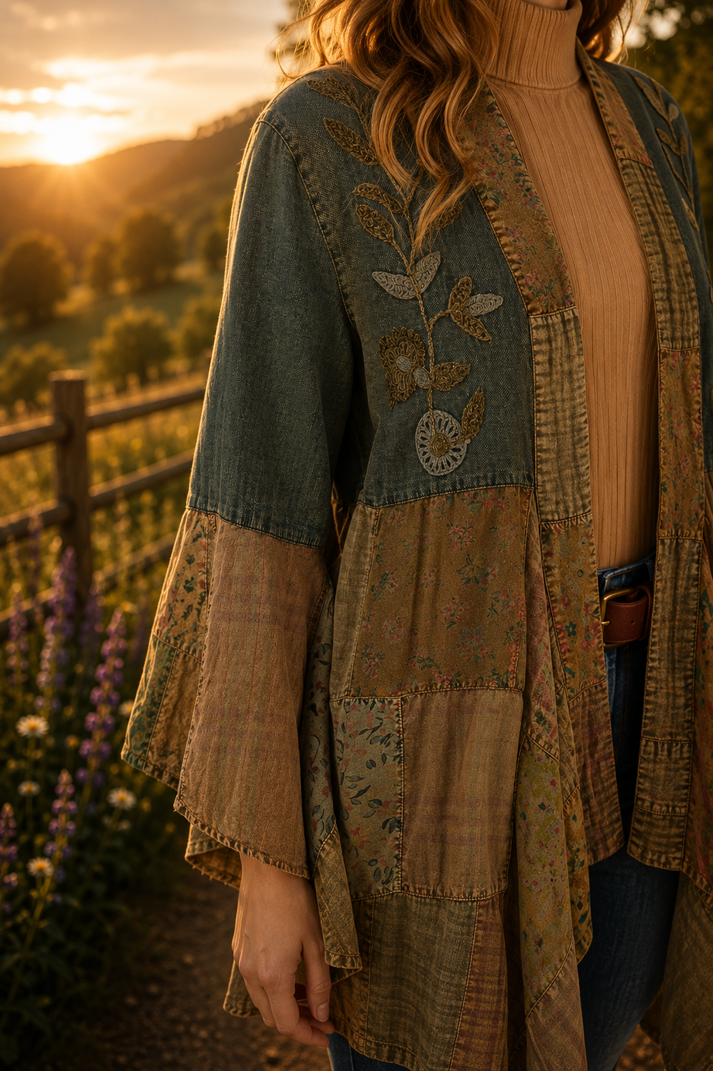 Wild Heart Embroidered Denim Shrug