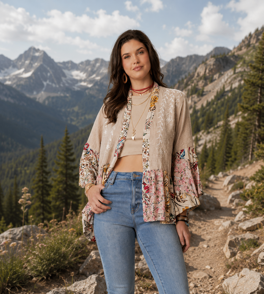 Wild Rose Embroidered Shrug