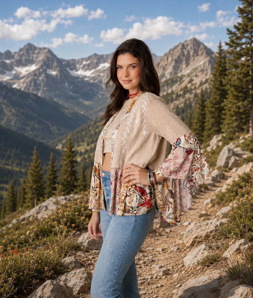 Wild Rose Embroidered Shrug
